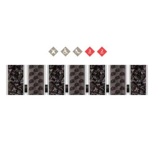 Алюминиевая грязезащитная решетка СТРОНГ ворс+щетка