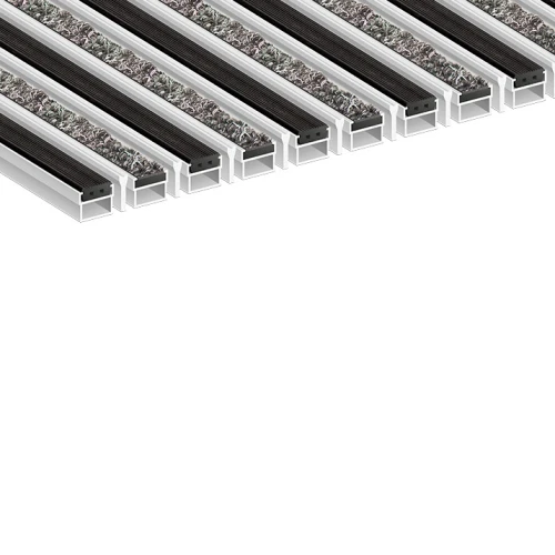 Алюминиевая грязезащитная решетка СТАНДАРТ резина+ворс+скребок