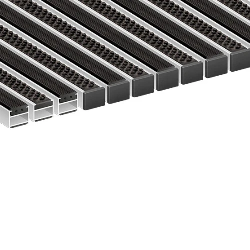 Алюминиевая грязезащитная решетка ПРЕМИУМ резина+щетка