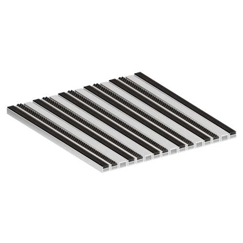 Алюминиевая грязезащитная решетка СТРОНГ резина + щетка + ш.скребок