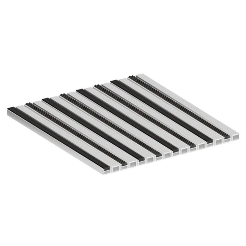 Алюминиевая грязезащитная решетка СТРОНГ резина + ш.скребок + щетка + ш.скребок