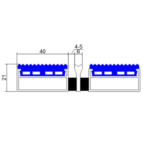 Алюминиевая грязезащитная решетка СТАНДАРТ 40 резина+скребок