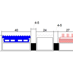 Алюминиевая грязезащитная решетка СТАНДАРТ 40 резина+щетка+широкий скребок