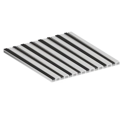 Алюминиевая грязезащитная решетка СТАНДАРТ резина+широкий скребок+щетка+широкий скребок