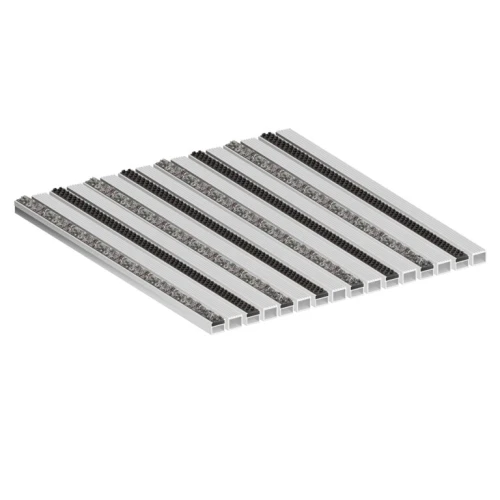 Алюминиевая грязезащитная решетка СТАНДАРТ ворс+широкий скребок+щетка+широкий скребок