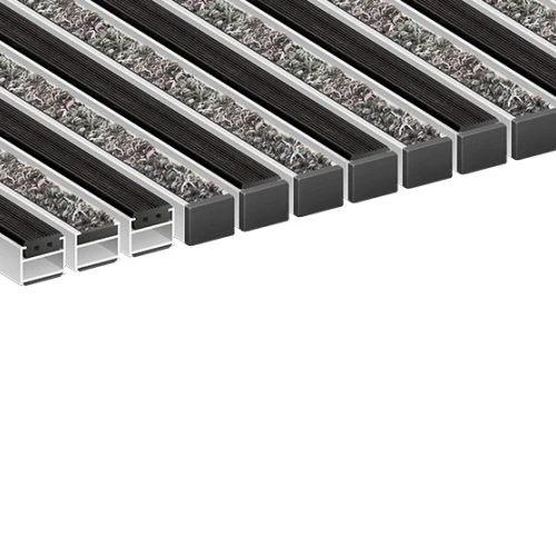 Алюминиевая грязезащитная решетка ПРЕМИУМ резина+ворс