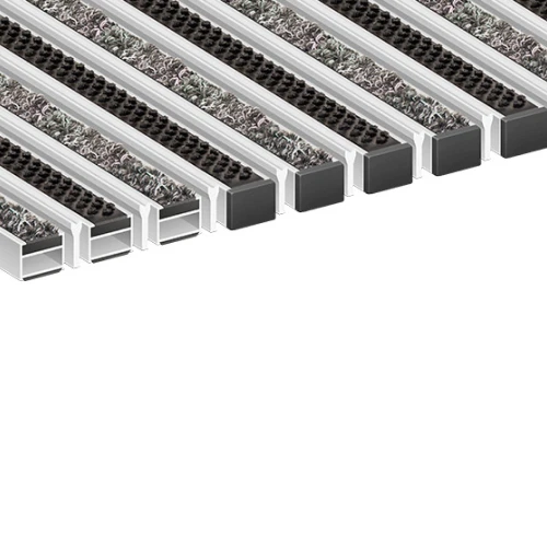 Алюминиевая грязезащитная решетка ПРЕМИУМ ворс+щетка+скребок