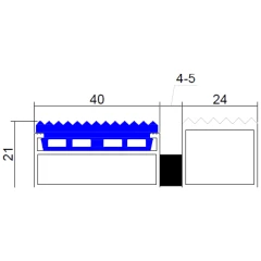 Алюминиевая грязезащитная решетка СТАНДАРТ 40 резина+широкий скребок