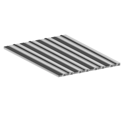 Алюминиевая грязезащитная решетка СТАНДАРТ 40 резина+широкий скребок+щетка+широкий скребок