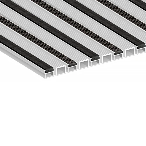 Алюминиевая грязезащитная решетка СТАНДАРТ резина+щетка+широкий скребок