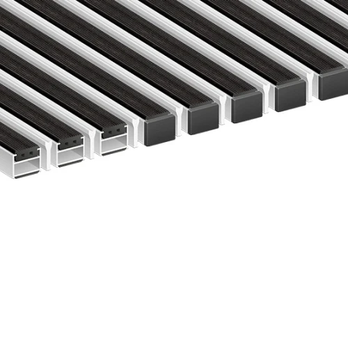 Алюминиевая грязезащитная решетка ПРЕМИУМ резина+скребок