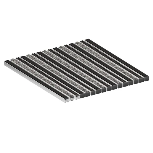 Алюминиевая грязезащитная решетка ПРЕМИУМ резина+ворс+щетка