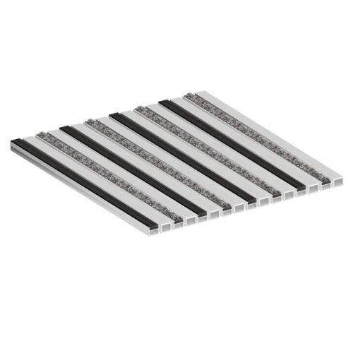 Алюминиевая грязезащитная решетка СТАНДАРТ резина+широкий скребок+ворс+широкий скребок