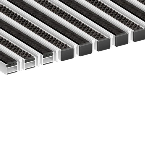 Алюминиевая грязезащитная решетка ПРЕМИУМ резина+щетка+скребок