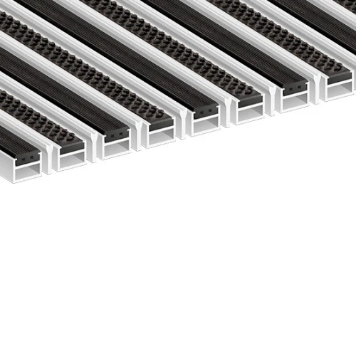 Алюминиевая грязезащитная решетка СТРОНГ резина+щетка+скребок