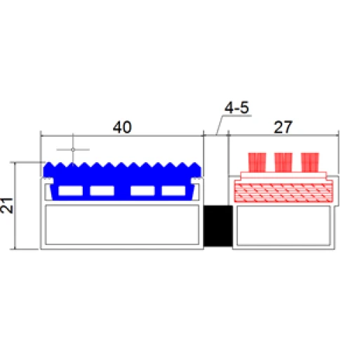 Алюминиевая грязезащитная решетка СТАНДАРТ 40 резина+щетка