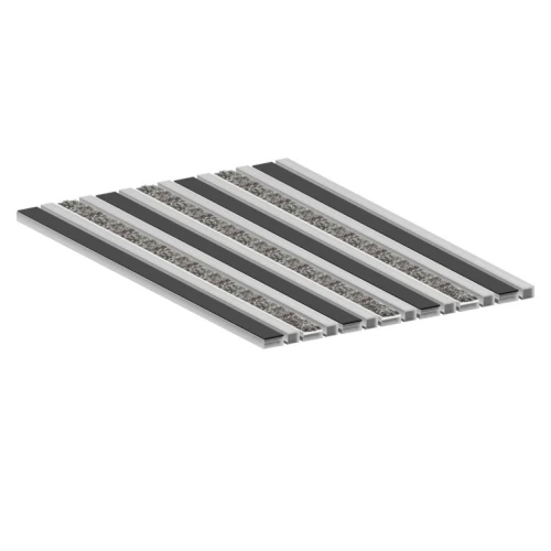 Алюминиевая грязезащитная решетка СТАНДАРТ 40 резина+широкий скребок+ворс+широкий скребок