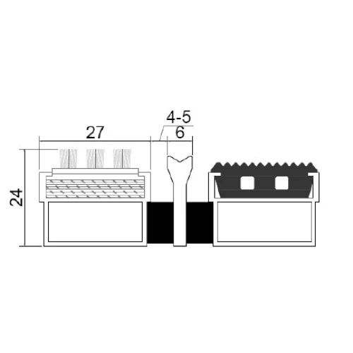 Алюминиевая грязезащитная решетка СТАНДАРТ резина+щетка+скребок