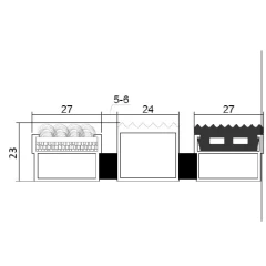 Алюминиевая грязезащитная решетка СТАНДАРТ резина+ворс+широкий скребок