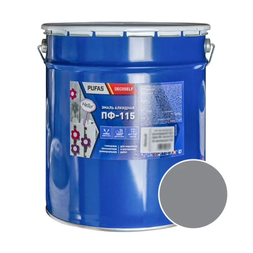 Эмаль Pufas Decoself ПФ-115 светло-серая 25 кг