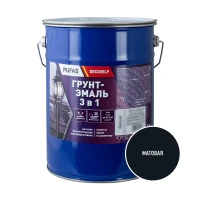 Грунт-эмаль Pufas Decoself 3 в 1 быстросохнущая матовая чёрная 5 кг