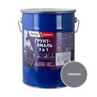 Грунт-эмаль Pufas Decoself 3 в 1 быстросохнущая серая 5 кг