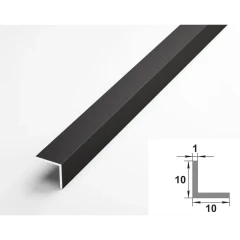 Алюминиевый декоративный уголок УП 01-27.2700.515, 10х10, 2700мм, черный