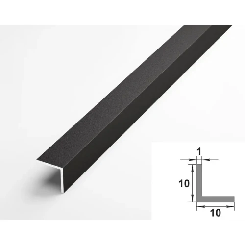 Алюминиевый декоративный уголок УП 01-27.2700.515, 10х10, 2700мм, черный