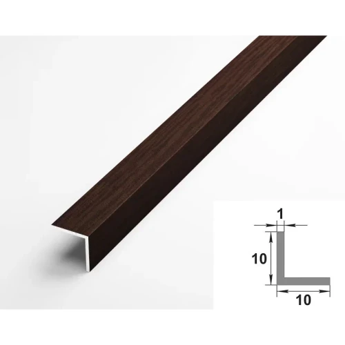 Алюминиевый декоративный уголок УП 01-27.2700.595, 10х10, 2700мм, дуб венге