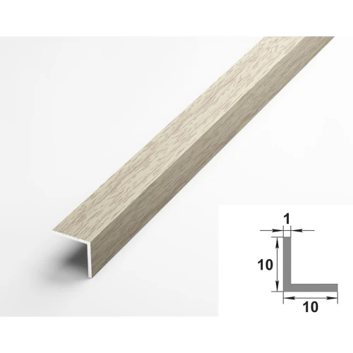 Алюминиевый декоративный уголок УП 01-27.2700.585, 10х10, 2700мм, клен беленый