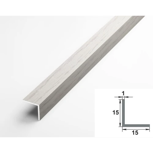 Алюминиевый декоративный уголок УП 04-27.2700.5105, 15х15, 2700мм, дуб арктик