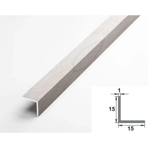 Алюминиевый декоративный уголок УП 04-27.2700.5106, 15х15, 2700мм, ясень белый