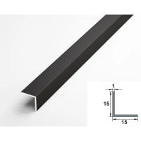 Алюминиевый декоративный уголок УП 04-27.2700.515, 15х15, 2700мм, черный