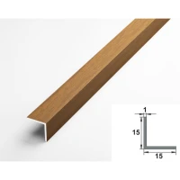 Алюминиевый декоративный уголок УП 04-27.2700.583Н, 15х15, 2700мм, бук натуральный