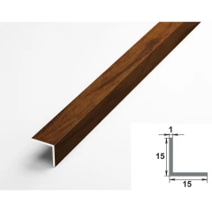 Алюминиевый декоративный уголок УП 04-27.2700.588, 15х15, 2700мм, орех