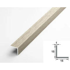 Алюминиевый декоративный уголок УП 04-27.2700.589, 15х15, 2700мм, клен беленый