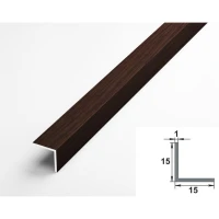 Алюминиевый декоративный уголок УП 04-27.2700.594, 15х15, 2700мм, венге