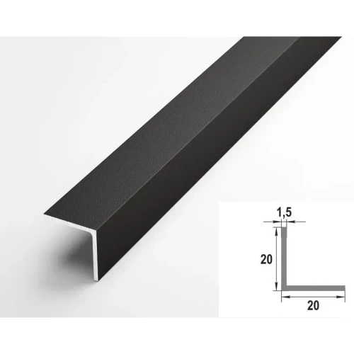 Алюминиевый декоративный уголок УП 06-27.2700.515, 20х20, 2700мм, черный