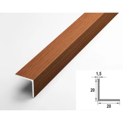 Алюминиевый декоративный уголок УП 06-27.2700.583, 20х20, 2700мм, бук