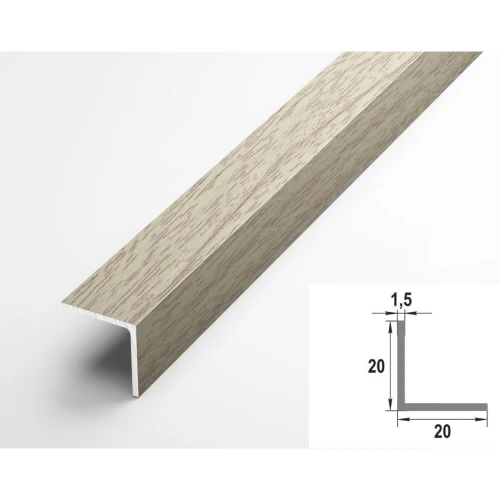 Алюминиевый декоративный уголок УП 06-27.2700.584, 20х20, 2700мм, дуб беленый