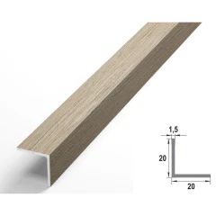 Алюминиевый декоративный уголок УП 06-27.2700.589, 20х20, 2700мм, клен беленый