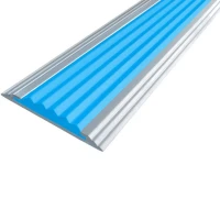 Противоскользящая алюминиевая самоклеящаяся полоса Стандарт 40 мм 2,7 м голубой